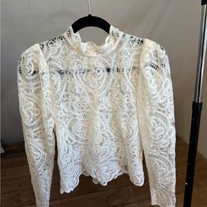 Elegant White Lace Women's Top